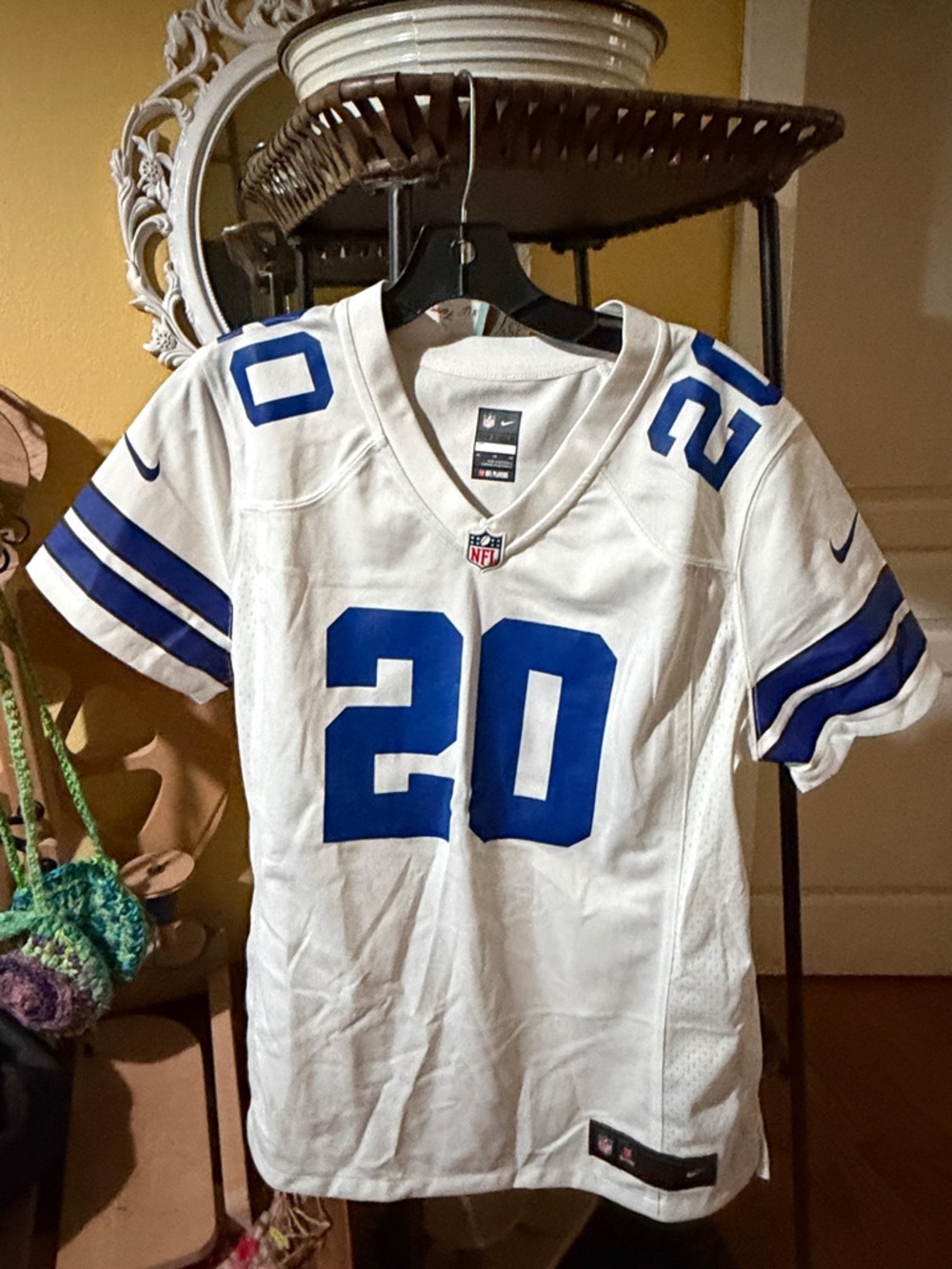 NFL Dallas Cowboys Nike White and Royal Blue #20-Pollard Football Jersey